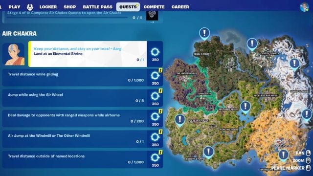 All Air Chakra quests in Fortnite.