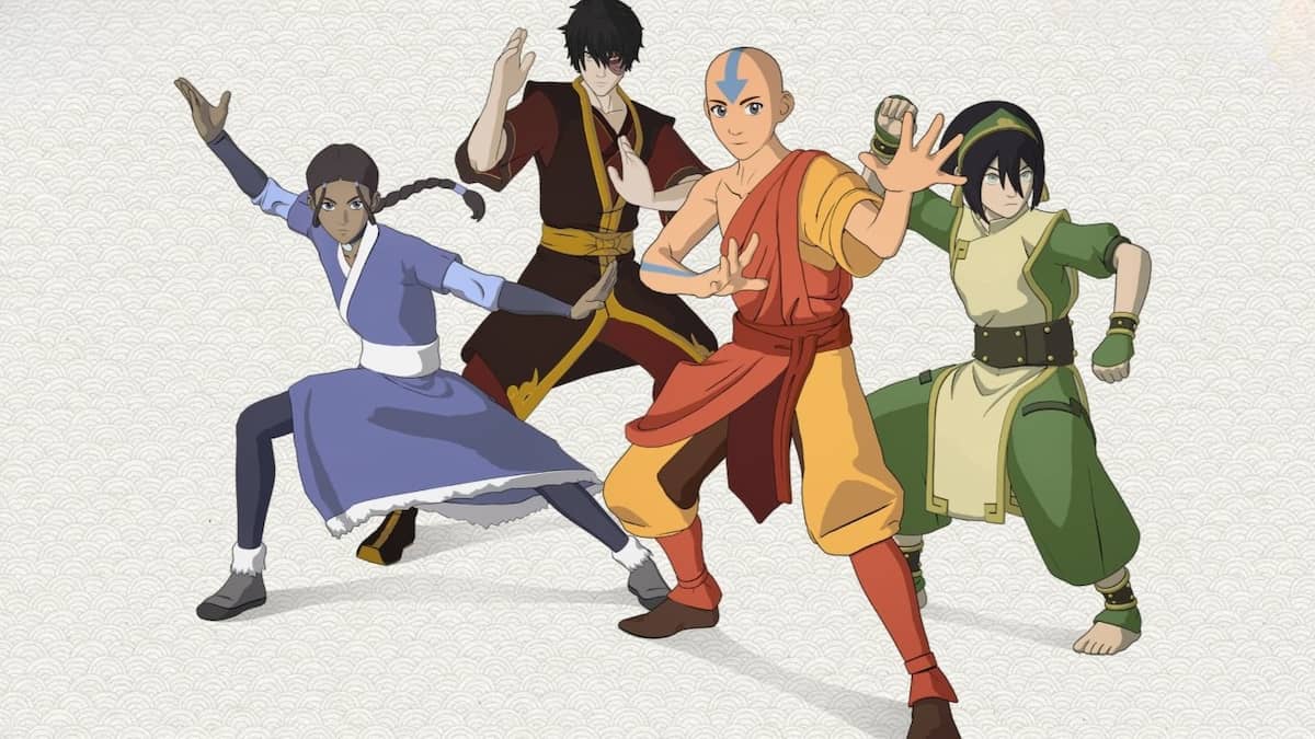 Katara, Zuko, Aang, and Toph in Fortnite.