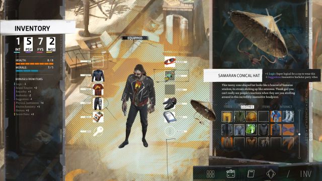 Disco Elysium character outfit selection