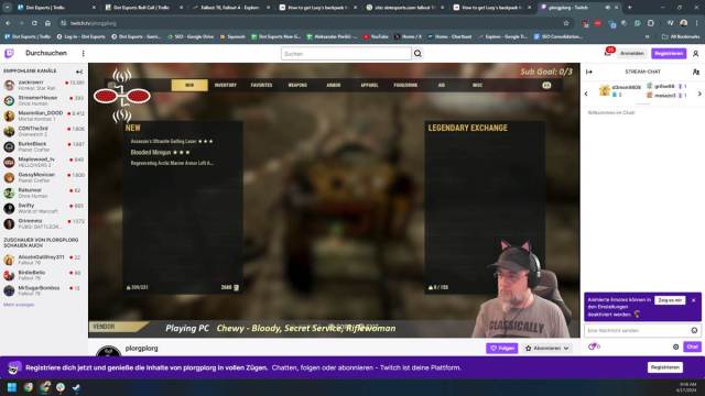 A Twitch streamer is streaming Fallout 76