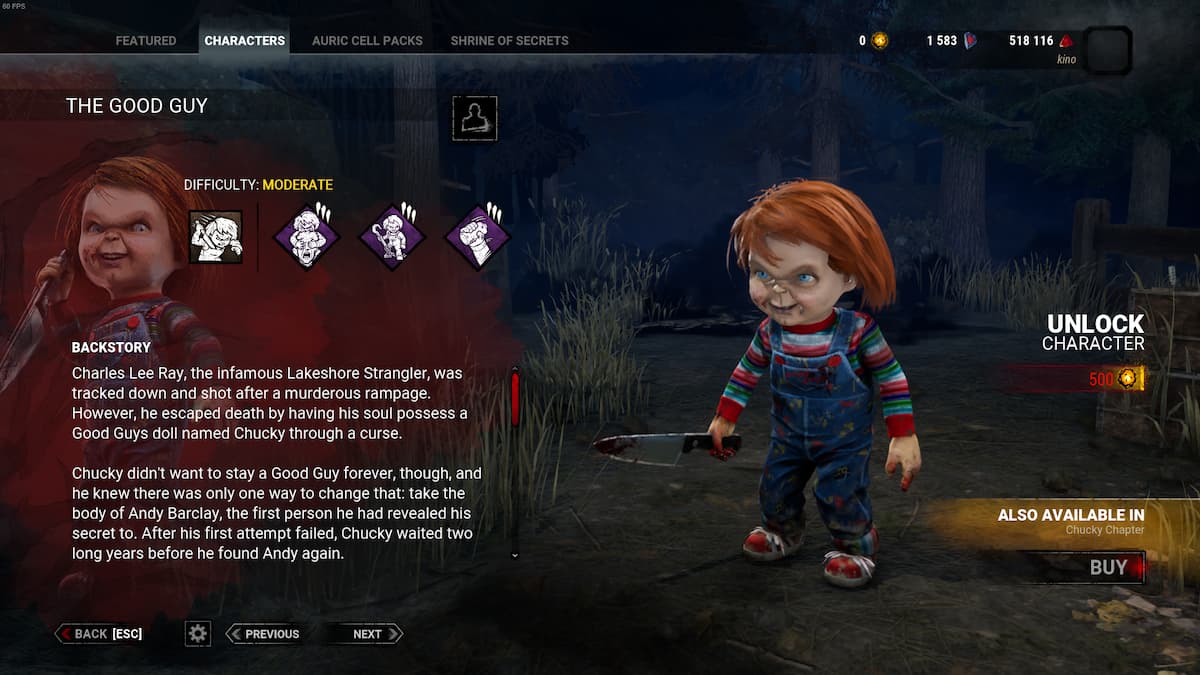 Chucky from the Chucky franchise in Dead by Daylight.