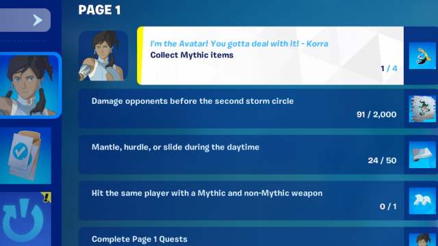 The collect Mythic items quest in Fortnite.