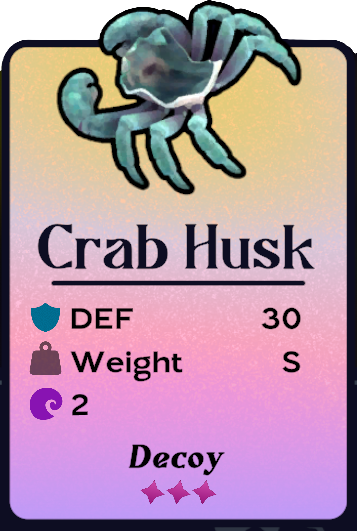 A blue crab, the Crab Husk shell, in Another Crab's Treasure