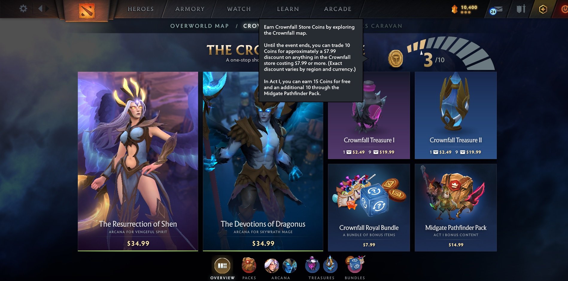 The Crownfall Store in Dota 2.