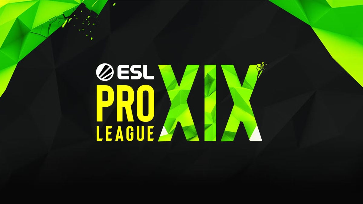 The ESL Pro League Season 19 on an abstract black and green background.