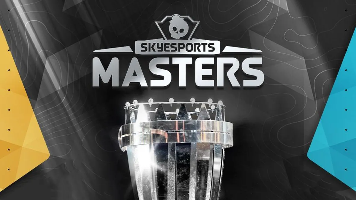 The Skyesports Masters logo above the CS2 event trophy.