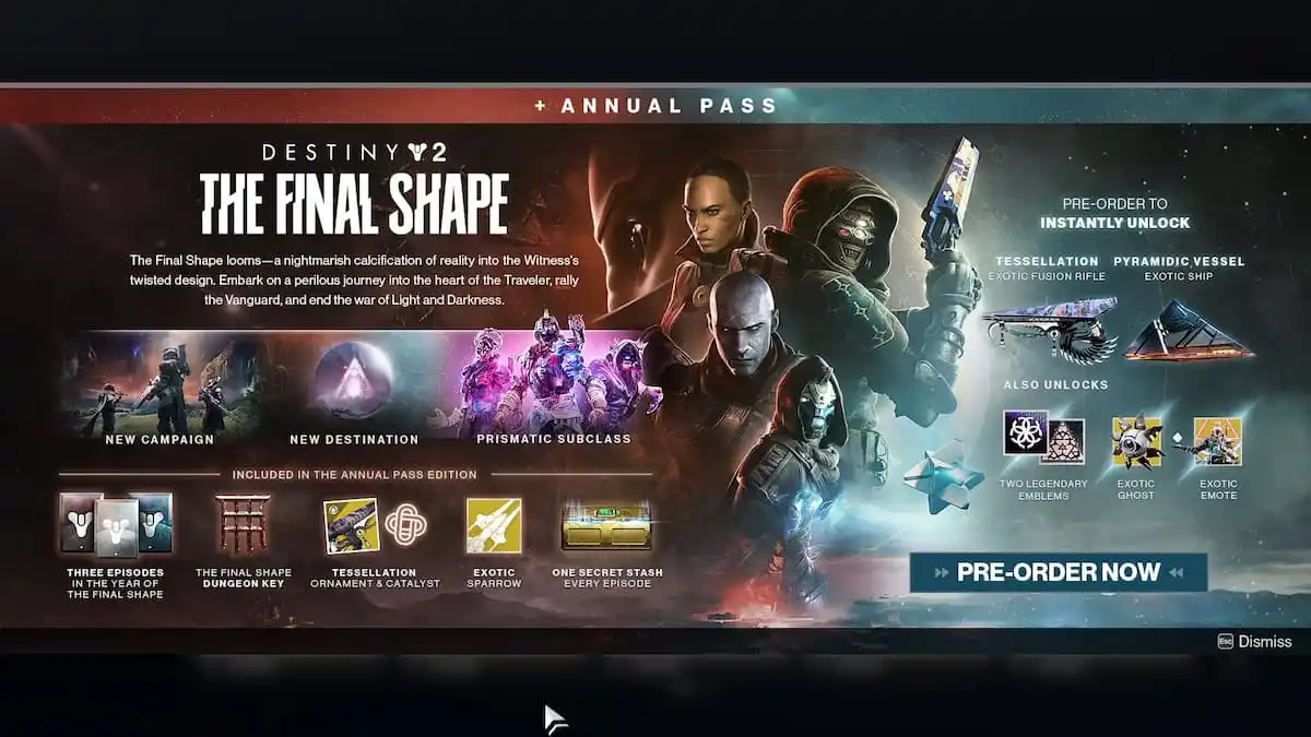 The Final Shape pre-order screen