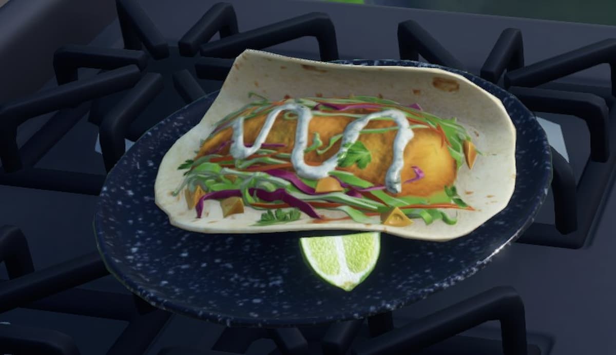 Fish Tacos on a plate in Disney Dreamlight Valley