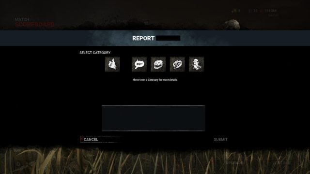 The report screen in Dead by Daylight.