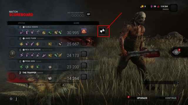The players screen after a match in Dead by Daylight witht he report button highlighted.