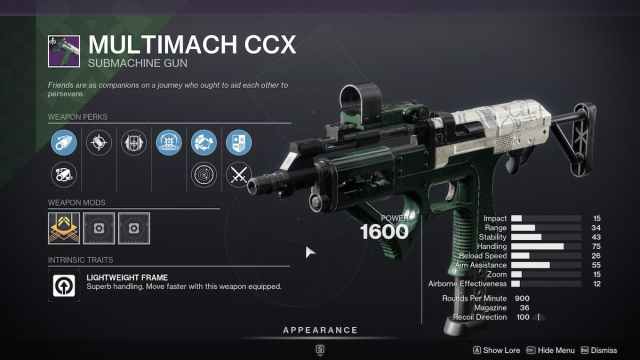 Multimach CCX weapon overview in Destiny 2