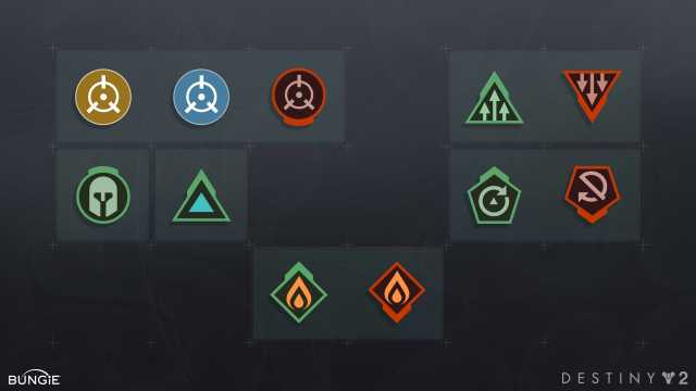 A graphic depicting a number of new buff icon designs coming to Destiny 2 in The Final Shape.