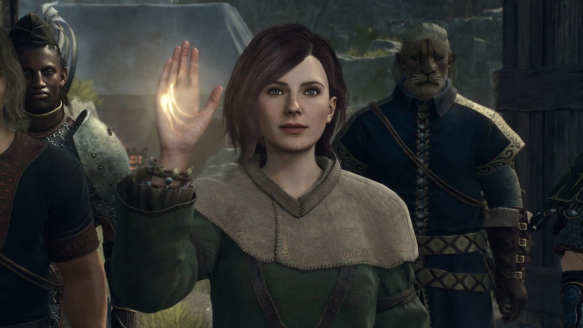 Dragon's Dogma 2 character holding their hand up
