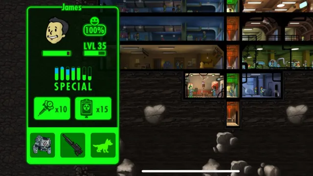 dweller with high levels of endurance in fallout shelter