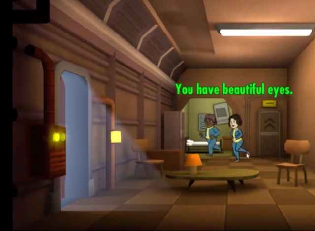 Two Dwellers hitting it off in Fallout Shelter.
