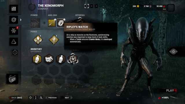 Xenomorph perks and add-ons in Dead by Daylight.