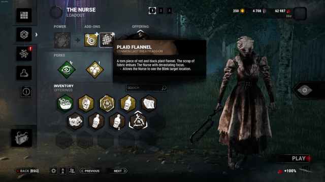 Overview of the Nurse's add-ons in Dead by Daylight.