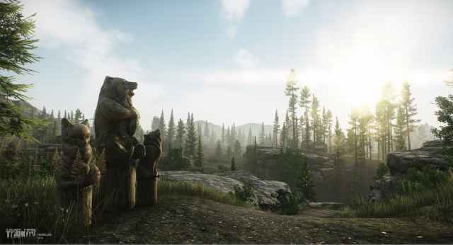 Animal statues in the woods in Escape from Tarkov.
