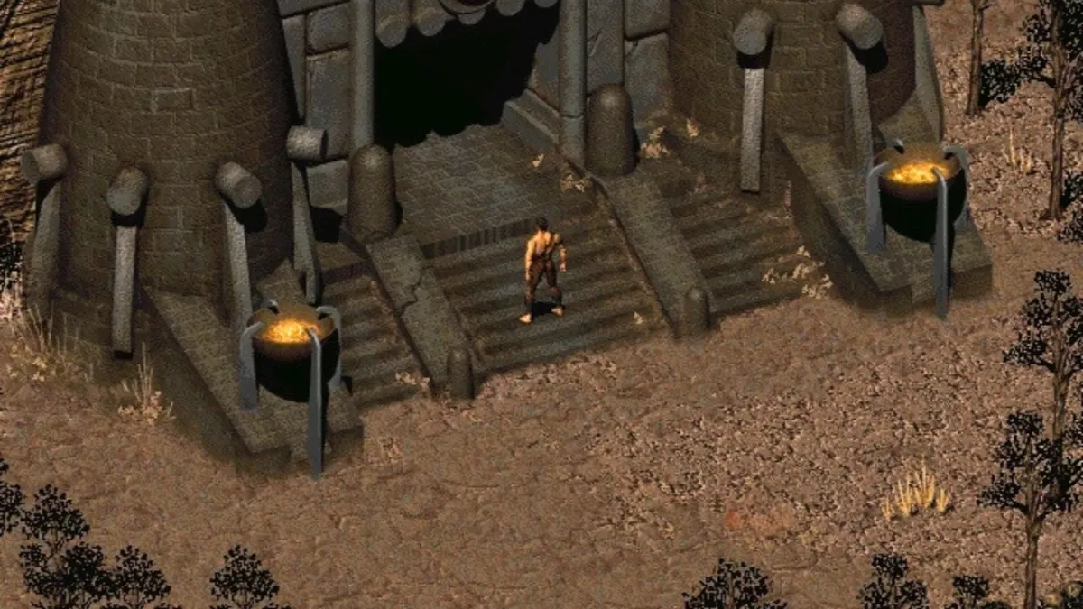character on stairs near building in fallout 2