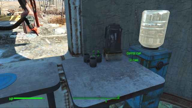 A set of coffee mugs next to a coffee pot in Fallout 4.