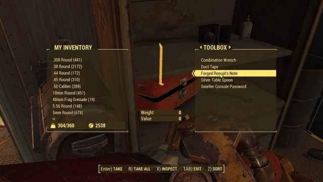 Toolbox contents in Fallout 4