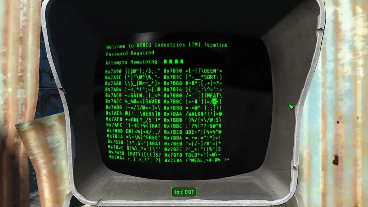 Terminal screen in Fallout 4