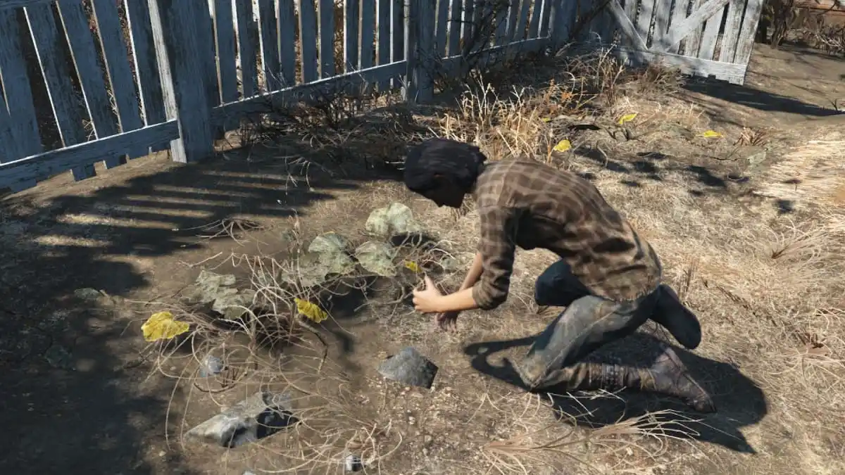 Fallout 4 worker working on crops