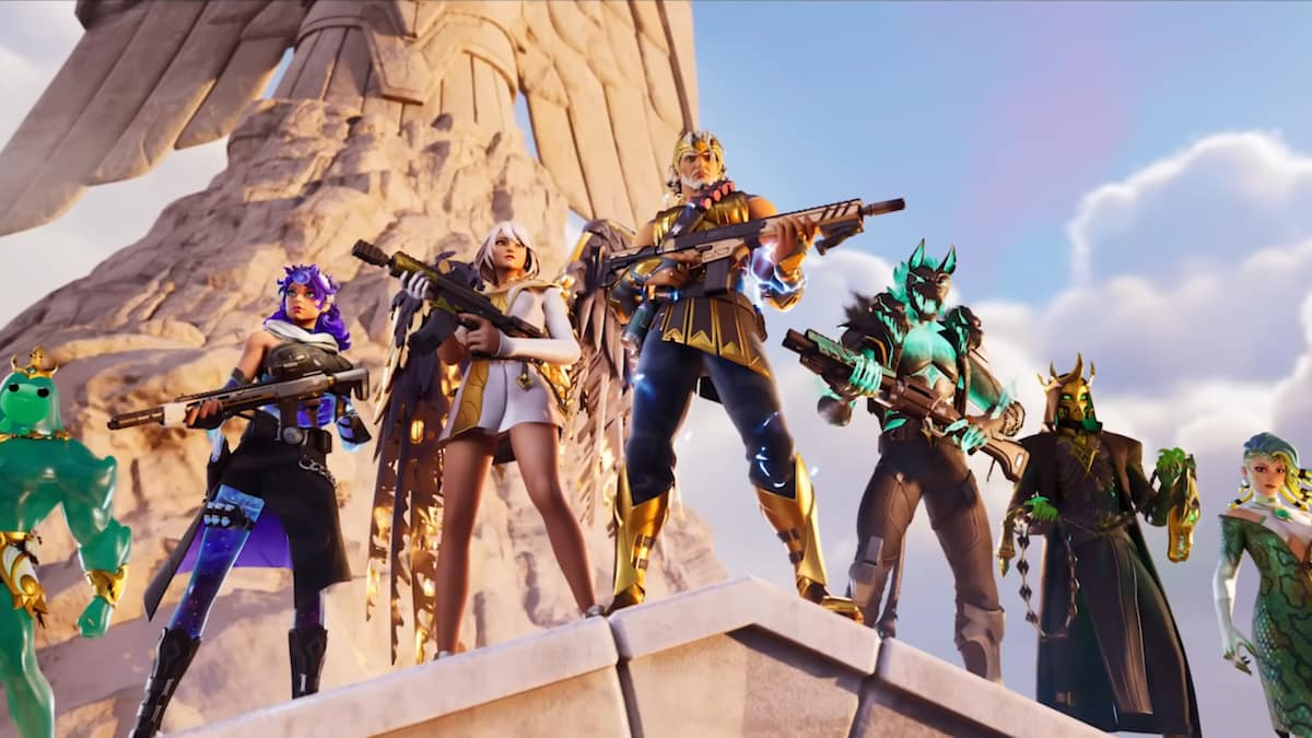 All of the skins on the Fortnite Myths & Mortals battle pass.
