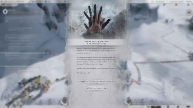 Separated Families decision window in Frostpunk 2