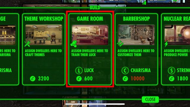 the game room cost in fallout shelter