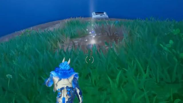 The glowing spot on the grassy island in Fortnite.