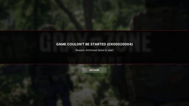anticheat error message gray zone warfare