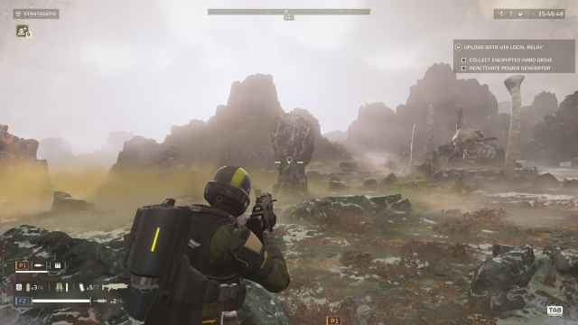 Super Sample rock on the planet surface in Helldivers 2.