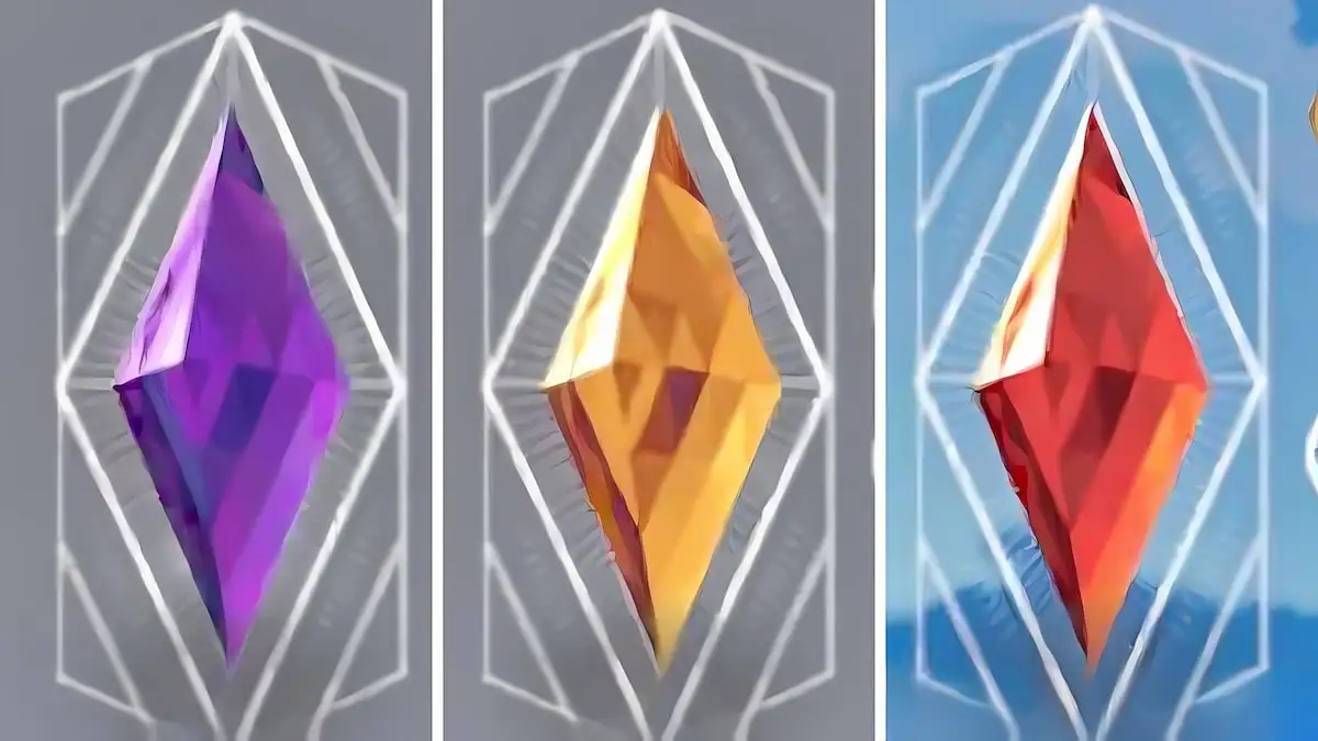 The Elite, Epic, and Legendary tier crystals in AFK journey, side by side.