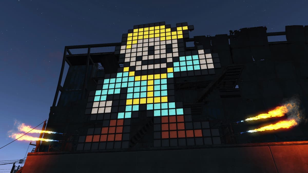 Pixelated Pip-boy sign is giving a thumbs-up