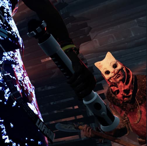 Survivor is holding a lightsaber in Dead by Daylight
