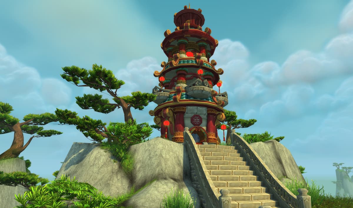 A temple in the Jade Forest in WoW Mists of Pandaria