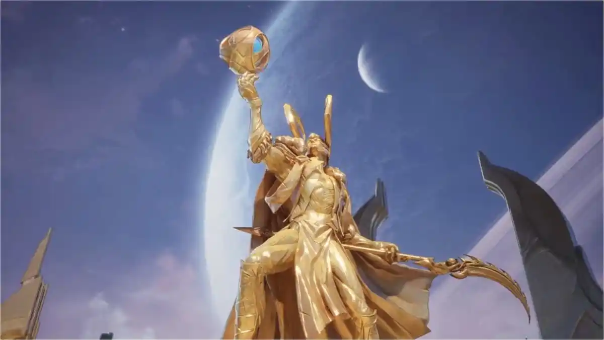 Loki statue in Marvel Rivals' Yggsgard map