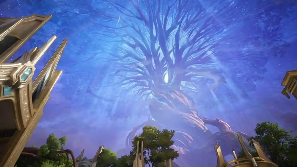 Yggdrasill, the world tree, in Marvel Rivals' Yggsgard map