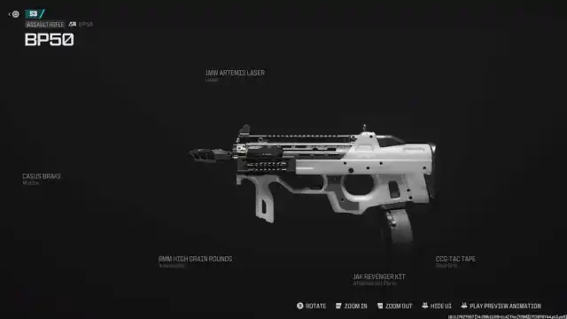 An image of the best BP50 SMG build in Warzone.