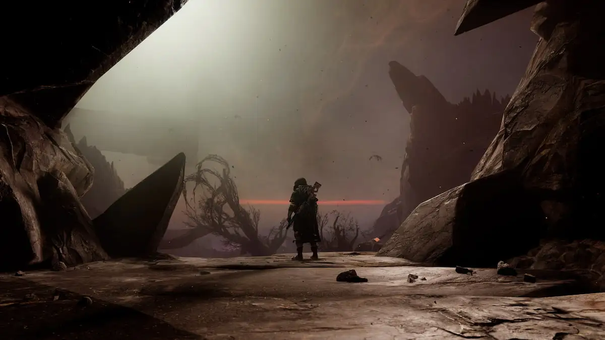 A Hunter stands alone in a dark area in The Final Shape in Destiny 2