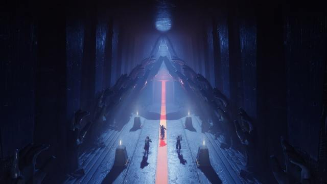 Guardians walk down a scary hallway in Destiny 2: The Final Shape