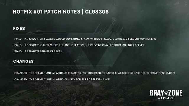 GZW patch notes early access #01