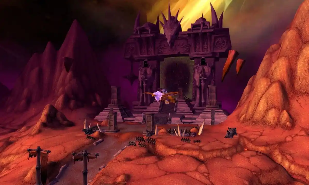 The Dark Portal as viewed from Hellfire Peninsula in WoW The Burning Crusade Classic