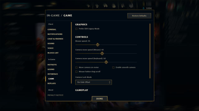 The DX9 Legacy Mode setting in League.