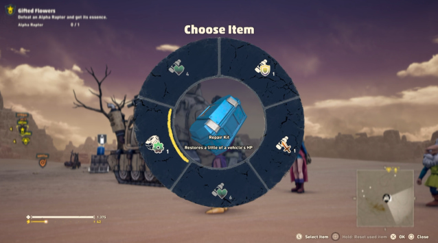 item selection wheel in sand land