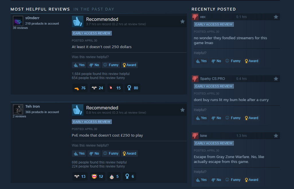 Gray Zone Warfare Steam reviews