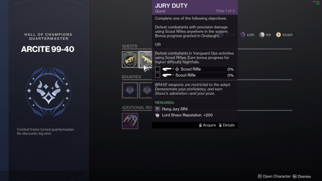 The Hung Jury SR4 BRAVE mission and requirements in Destiny 2.
