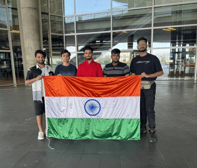 The Gods Reign CS2 team flying the Indian flag at Skyesports Masters.