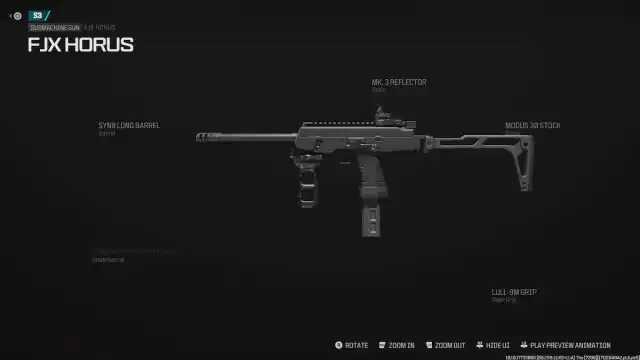 FJX Horus in CoD MW3's create-a-class menu